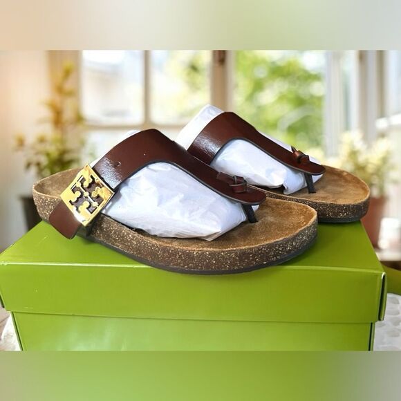 Tory Burch Womens Mellow Leather Flatform Slip On Sandals Shoes NWT - Picture 13 of 15